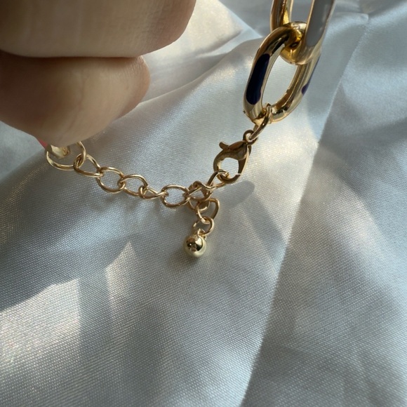 Multicolor Gold Chain Necklace and Bracelet Set - Picture 16 of 17